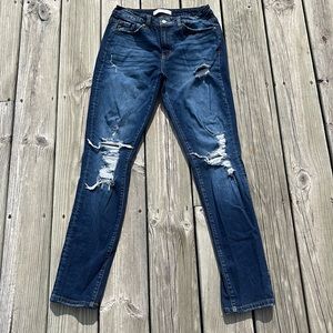 Kancan Boyfriend Mid Rise Destructed Jean